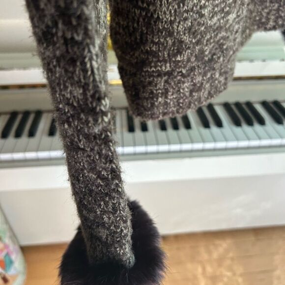 Point Zero Y2K Brown Hooded Cardigan W Faux Fur Trim L - Picture 13 of 16